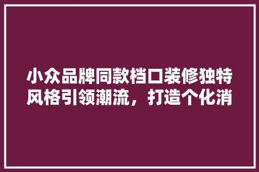小众品牌同款档口装修独特风格引领潮流，打造个化消费体验