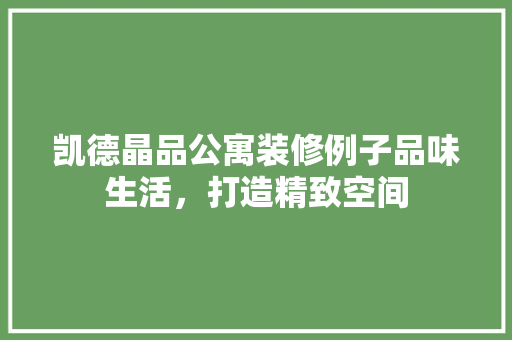 凯德晶品公寓装修例子品味生活，打造精致空间