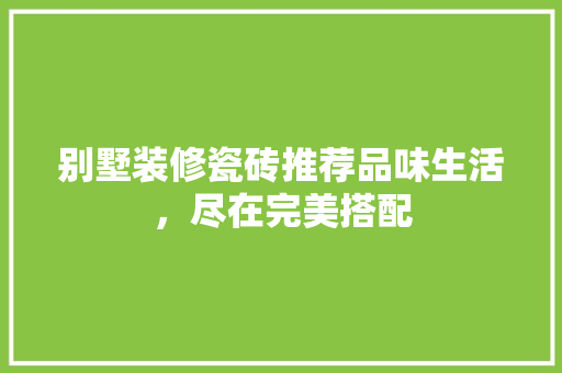 别墅装修瓷砖推荐品味生活，尽在完美搭配