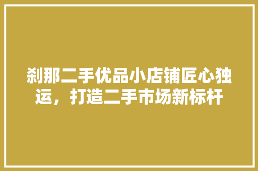 刹那二手优品小店铺匠心独运，打造二手市场新标杆