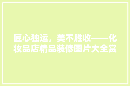 匠心独运，美不胜收——化妆品店精品装修图片大全赏析