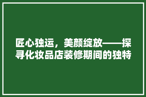 匠心独运，美颜绽放——探寻化妆品店装修期间的独特魅力