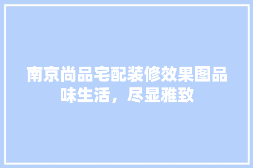 南京尚品宅配装修效果图品味生活，尽显雅致