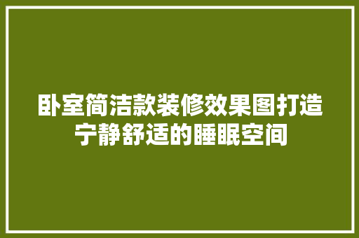 卧室简洁款装修效果图打造宁静舒适的睡眠空间