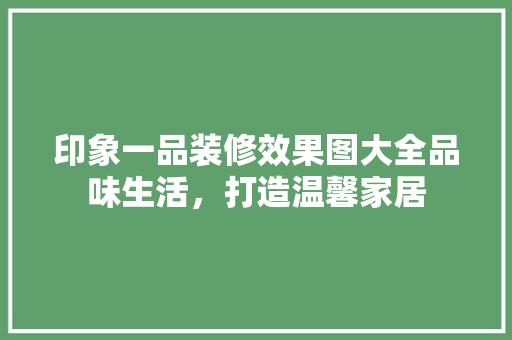 印象一品装修效果图大全品味生活，打造温馨家居