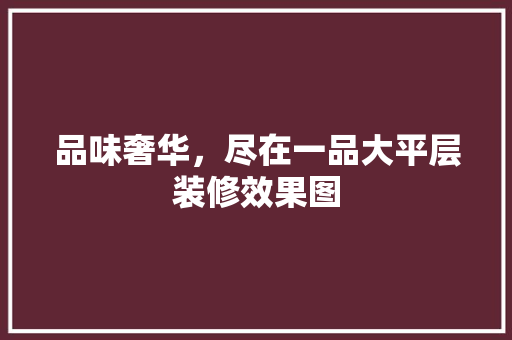 品味奢华，尽在一品大平层装修效果图