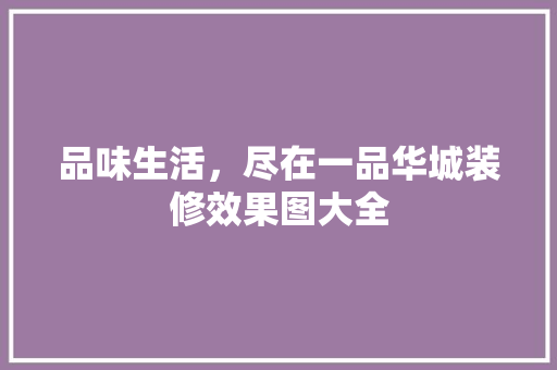 品味生活，尽在一品华城装修效果图大全