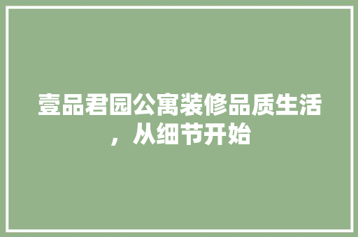 壹品君园公寓装修品质生活，从细节开始