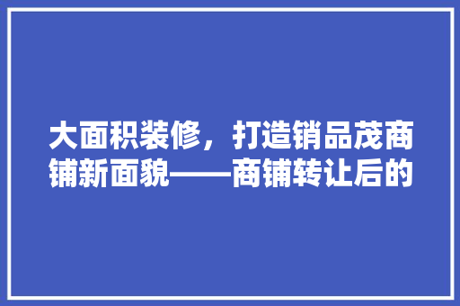 大面积装修，打造销品茂商铺新面貌——商铺转让后的华丽蜕变