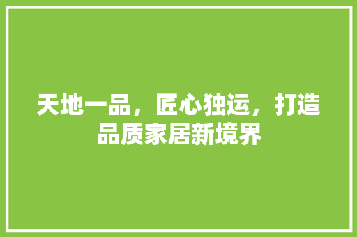 天地一品，匠心独运，打造品质家居新境界