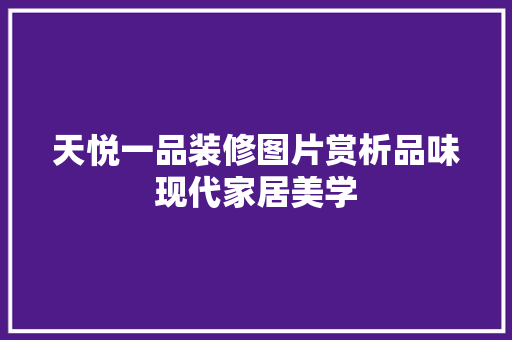 天悦一品装修图片赏析品味现代家居美学