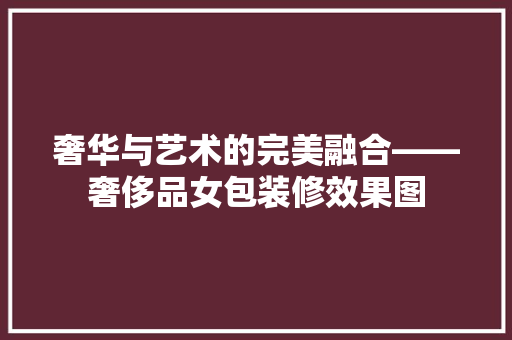 奢华与艺术的完美融合——奢侈品女包装修效果图