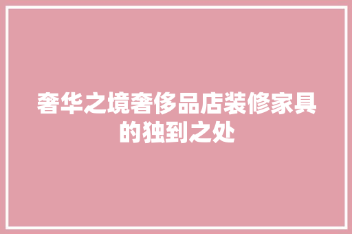 奢华之境奢侈品店装修家具的独到之处