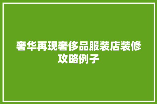 奢华再现奢侈品服装店装修攻略例子