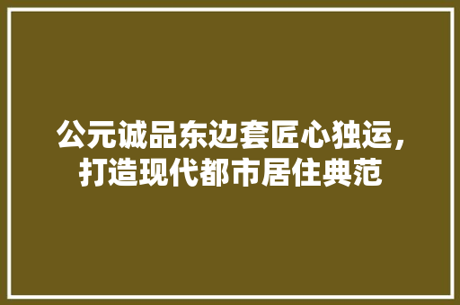 公元诚品东边套匠心独运，打造现代都市居住典范