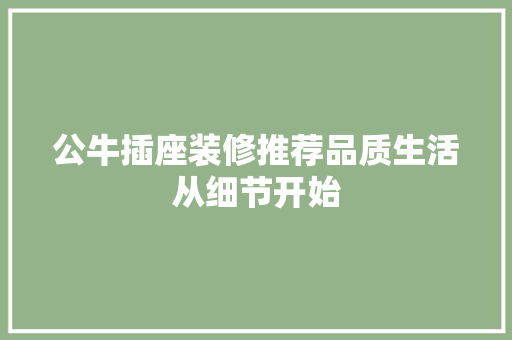 公牛插座装修推荐品质生活从细节开始