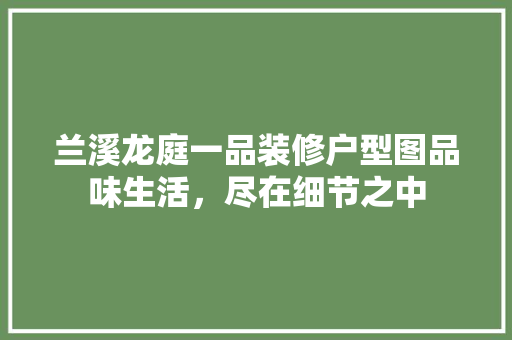 兰溪龙庭一品装修户型图品味生活，尽在细节之中