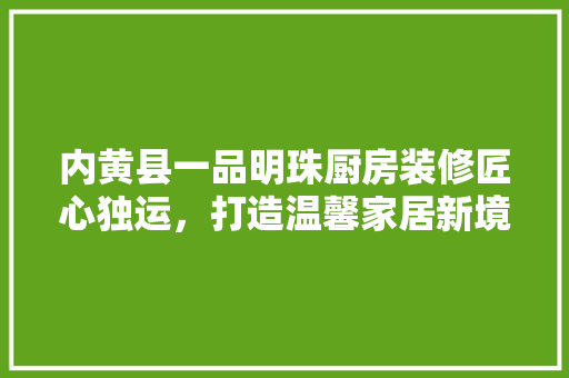 内黄县一品明珠厨房装修匠心独运，打造温馨家居新境界