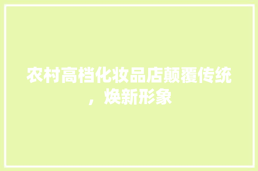 农村高档化妆品店颠覆传统，焕新形象