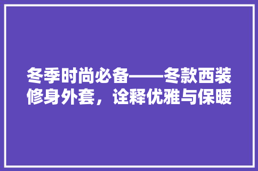 冬季时尚必备——冬款西装修身外套，诠释优雅与保暖的完美结合