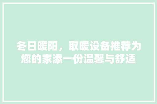 冬日暖阳，取暖设备推荐为您的家添一份温馨与舒适