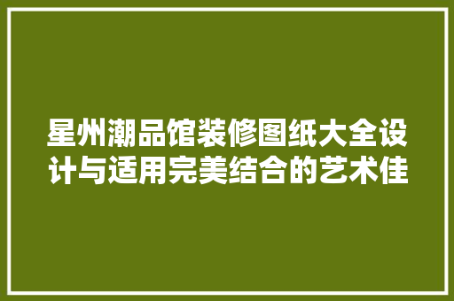星州潮品馆装修图纸大全设计与适用完美结合的艺术佳作