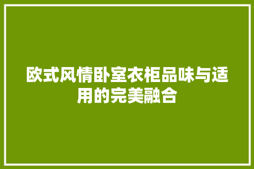 欧式风情卧室衣柜品味与适用的完美融合
