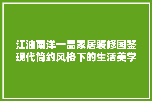 江油南洋一品家居装修图鉴现代简约风格下的生活美学