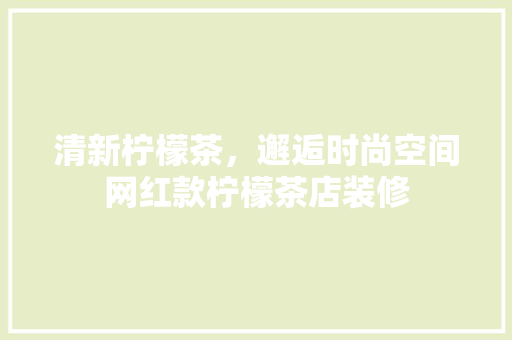 清新柠檬茶，邂逅时尚空间网红款柠檬茶店装修