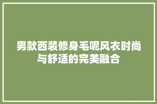 男款西装修身毛呢风衣时尚与舒适的完美融合