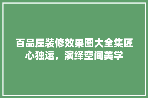 百品屋装修效果图大全集匠心独运，演绎空间美学