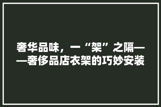 奢华品味，一“架”之隔——奢侈品店衣架的巧妙安装与布局