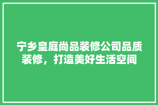 宁乡皇庭尚品装修公司品质装修，打造美好生活空间