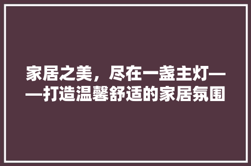 家居之美，尽在一盏主灯——打造温馨舒适的家居氛围