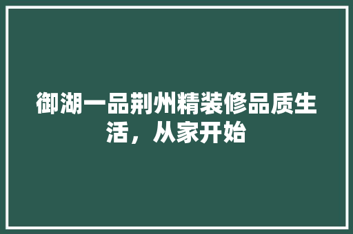御湖一品荆州精装修品质生活，从家开始