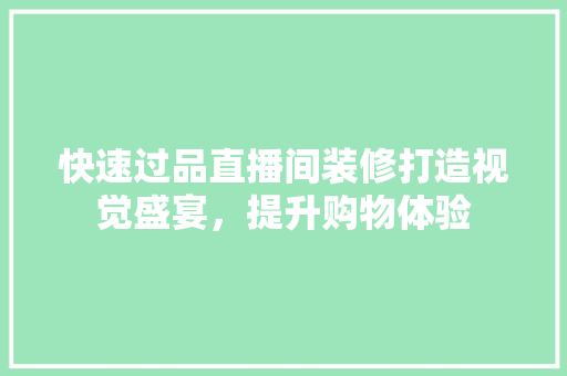 快速过品直播间装修打造视觉盛宴，提升购物体验