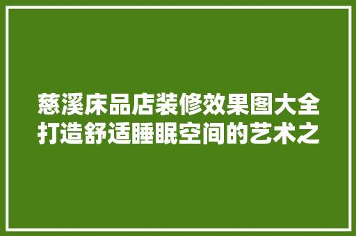慈溪床品店装修效果图大全打造舒适睡眠空间的艺术之旅
