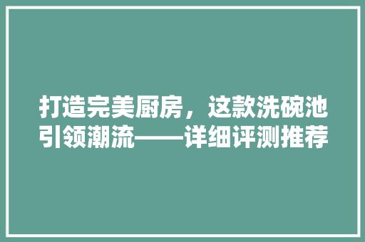 打造完美厨房，这款洗碗池引领潮流——详细评测推荐