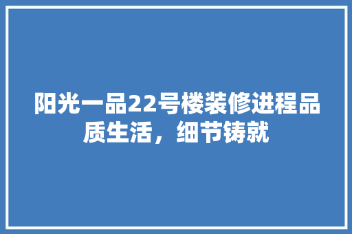 阳光一品22号楼装修进程品质生活，细节铸就