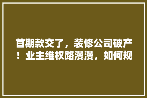 首期款交了，装修公司破产！业主维权路漫漫，如何规避风险