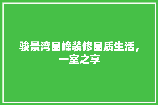 骏景湾品峰装修品质生活，一室之享