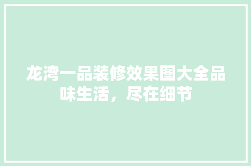 龙湾一品装修效果图大全品味生活，尽在细节