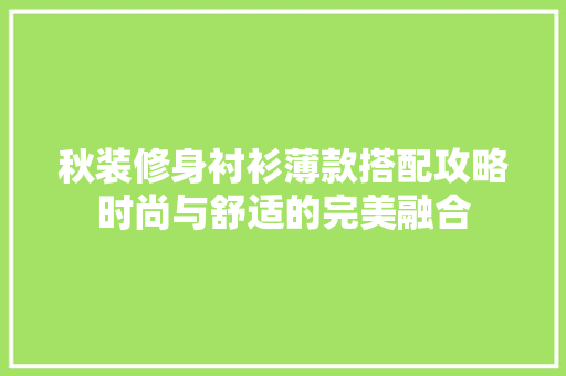 秋装修身衬衫薄款搭配攻略时尚与舒适的完美融合