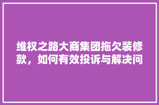 维权之路大商集团拖欠装修款，如何有效投诉与解决问题