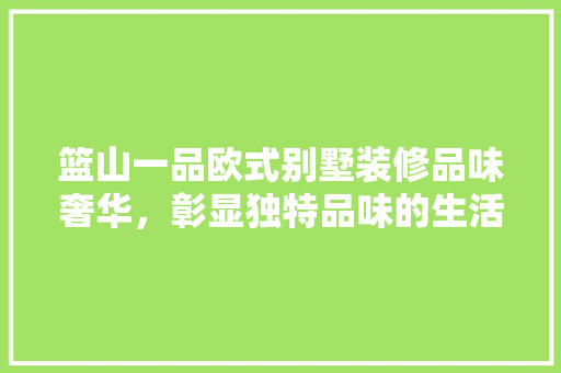 篮山一品欧式别墅装修品味奢华，彰显独特品味的生活艺术