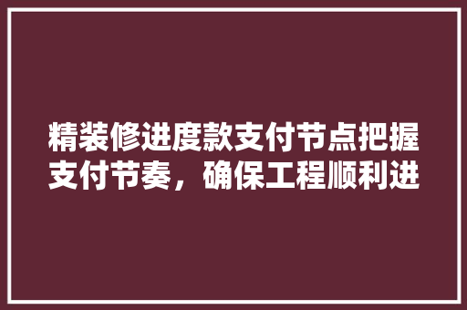 精装修进度款支付节点把握支付节奏，确保工程顺利进行