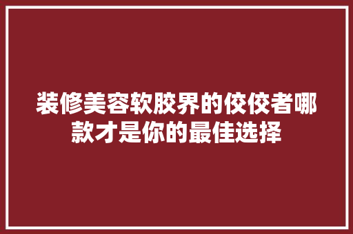 装修美容软胶界的佼佼者哪款才是你的最佳选择