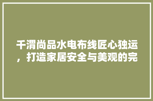 千渭尚品水电布线匠心独运，打造家居安全与美观的完美结合