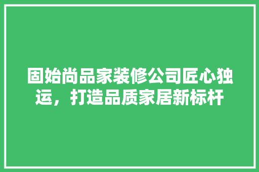 固始尚品家装修公司匠心独运，打造品质家居新标杆
