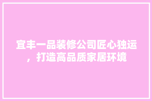 宜丰一品装修公司匠心独运，打造高品质家居环境